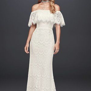 NWT Off-The-Shoulder Lace Sheath Wedding Dress